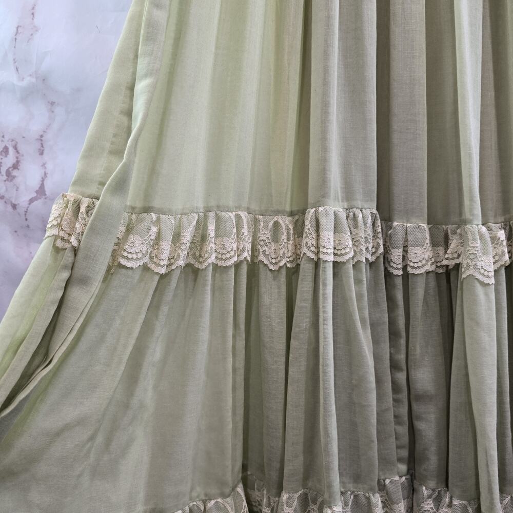 Vintage Peasant Dress Women XS Green Prairie Cottagecore Jessica Gunne Sax - Picture 13 of 16